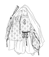 A coloring page of japanese clothing